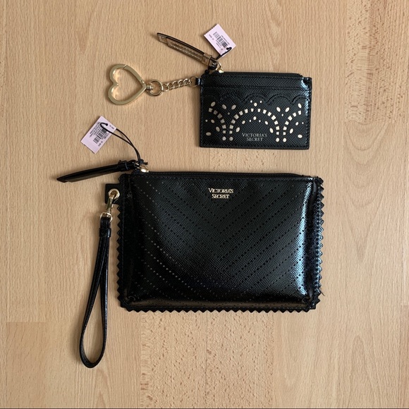 Victoria's Secret Handbags - VS Black Laser Cut Wristlet and Keyring Cardholder
